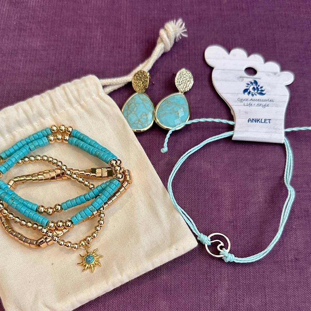 Turquoise and Gold Jewelry Set